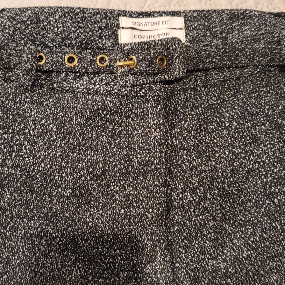 Black and white trousers with belt